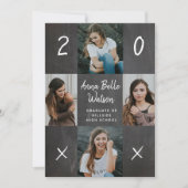 チョーク素朴フォトコラージュ学校卒業パーティー 招待状 (正面)