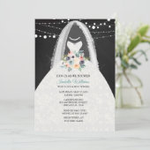 チョーク素朴ブライダルドレスブライダルシャワー招待 招待状 (スタンド正面)