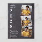 チョーク素朴ボパーソナライズされたード3写真卒業 インビテーションポストカード (正面)