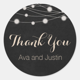 チョーク素朴ボードとストリングライトありがとうシール ラウンドシール
