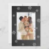 チョーク素朴ボードのスノーフレーク写真クリスマスパーティー 招待状 (裏面)