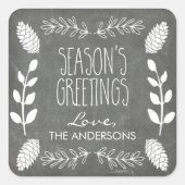 チョーク素朴ボードの季節のクリスマス スクエアシール (正面)