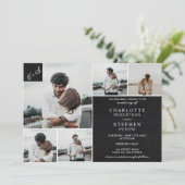 チョーク素朴ボードイニシャル6枚結婚写真 招待状 (スタンド正面)