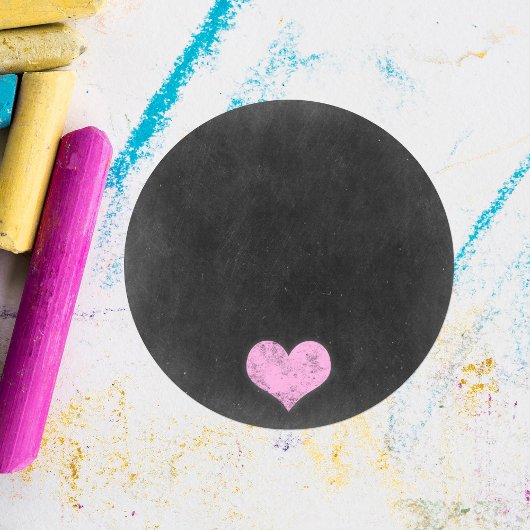 チョーク素朴ボードシャビーなシックなピンクのチョークハート ラウンドシール