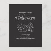 チョーク素朴ボードシンプルパンプキンハッピーハローウィン シーズンポストカード (正面)