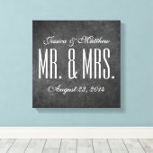 チョーク素朴ボードスタイル結婚の引き伸ばしキャンバス キャンバスプリント (インサイチュ (ウッドフロア))