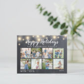 チョーク素朴ボードストリングライツフォトホリデー ポストカード (スタンド正面)