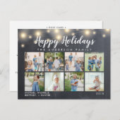 チョーク素朴ボードストリングライツフォトホリデー ポストカード (正面/裏面)