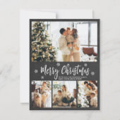 チョーク素朴ボードスノーフレーク4写真クリスマス シーズンカード (正面)