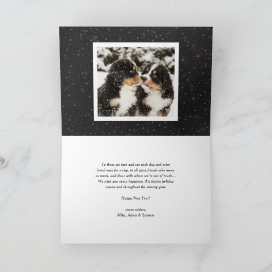 チョーク素朴ボードタイポグラフィハッピーニューイヤー写真 シーズンカード (内部)