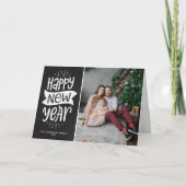 チョーク素朴ボードタイポグラフィハッピーニューイヤー写真 シーズンカード (正面)