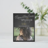 チョーク素朴ボードタイポグラフィホリデーフォト シーズンポストカード (スタンド正面)