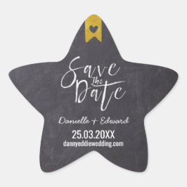 チョーク素朴ボードタイポグラフィ金ゴールド日付の保存 星シール