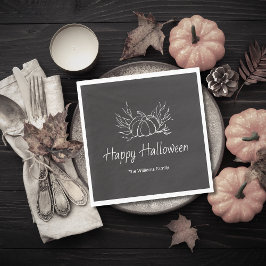 チョーク素朴ボードハローウィンパーティシンプルパンプキン スタンダードランチョンナプキン