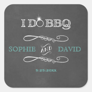 チョーク素朴ボードバーラップI DO BBQ婚約パーティ スクエアシール