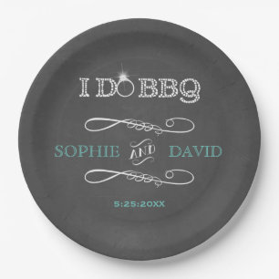 チョーク素朴ボードバーラップI DO BBQ婚約パーティ ペーパープレート