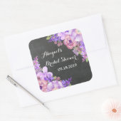 チョーク素朴ボードパープルフローラブライダルシャワーラベル スクエアシール (封筒)