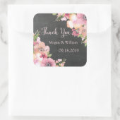 チョーク素朴ボードピンクフローラ結婚ズラベル スクエアシール (バッグ)