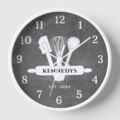 チョーク素朴ボードファームハウスキッパーソナライズされたチン 壁時計 (正面)