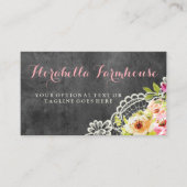 チョーク素朴ボードファームハウスバラレースシャビーシック 名刺 (正面)