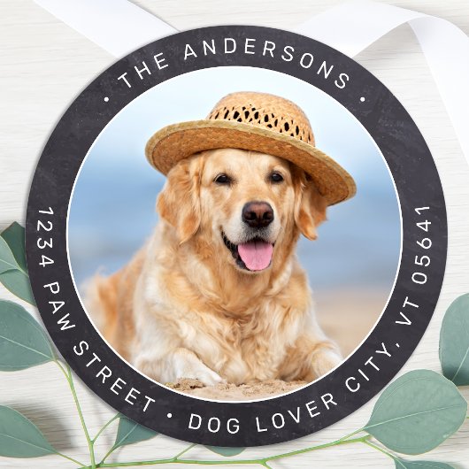 チョーク素朴ボードフォト差出人住所 ラウンドシール