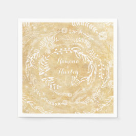 チョーク素朴ボードフローラガーランド スタンダードカクテルナプキン