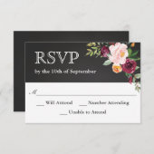 チョーク素朴ボードフローラ結婚式RSVP 出欠カード (正面/裏面)