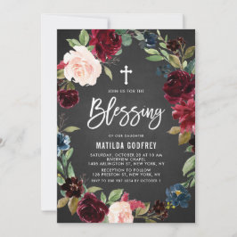 チョーク素朴ボードブルゴーニュフローラリース賛美ズ 招待状