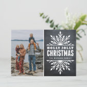 チョーク素朴ボードホリーすてきクリスマスフォトカード シーズンカード (スタンド正面)