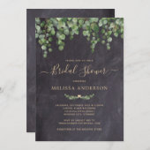 チョーク素朴ボードボタニカルグリーンブライダルシャワー 招待状 (正面/裏面)