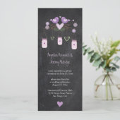 チョーク素朴ボードラブバードメイソンジャース 招待状 (スタンド正面)