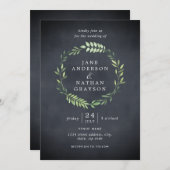 チョーク素朴ボードリーフリース結婚式招待状 招待状 (正面/裏面)