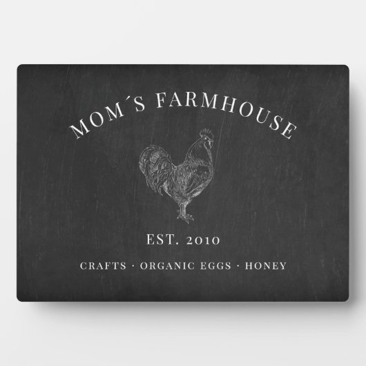 チョーク素朴ボード上に描かれたロースタースケッチロゴ フォトプラーク (正面)