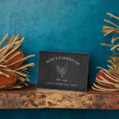 チョーク素朴ボード上に描かれたロースタースケッチロゴ フォトプラーク (側面)