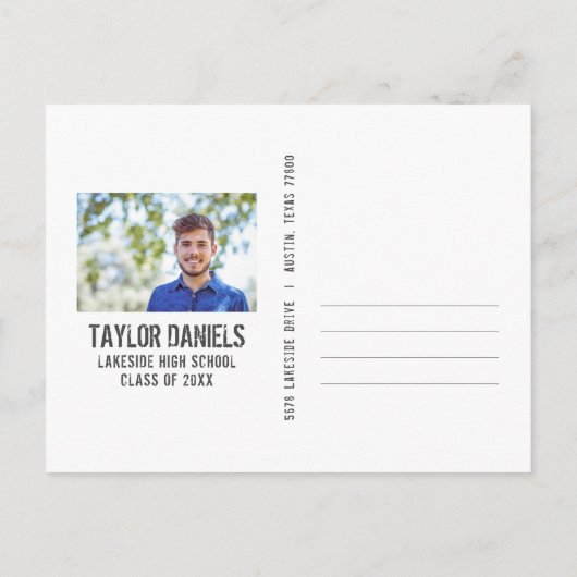 チョーク素朴ボード卒業写真BBQ招待状 インビテーションポストカード (裏面)