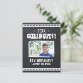 チョーク素朴ボード卒業写真BBQ招待状 インビテーションポストカード (スタンド正面)