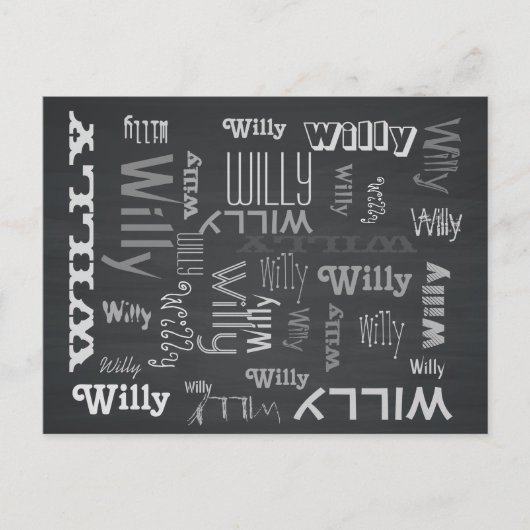 チョーク素朴ボード名コラージュ ポストカード (正面)