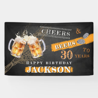 チョーク素朴ボード応援&ビアーズANY AGE誕生日 横断幕