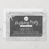 チョーク素朴ボード木枠ヒトデ誕生日 招待状 (正面)