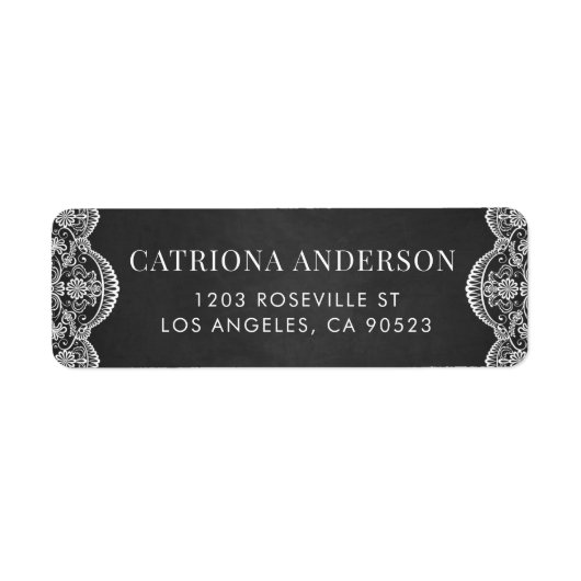 チョーク素朴ボード植物性ブロケードレース結婚ズ ラベル (正面)