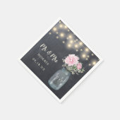 チョーク素朴ボード牡丹フローラメイスンジャー | 結婚s スタンダードカクテルナプキン (角)