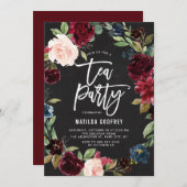 チョーク素朴ボード秋のフローラフレームティーパーティー 招待状 (正面/裏面)