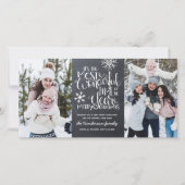 チョーク素朴ボード雪の結晶メリークリスマスフォト カード (正面)