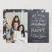 チョーク素朴ボード非常に陽気なクリスマス写真 シーズンカード (正面/裏面)