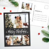 チョーク素朴ボード4フォトコラージクリスマス ポストカード