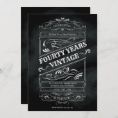 チョーク素朴ボード40thバースデーマンヴィンテージ 招待状 (正面/裏面)
