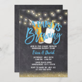 チョーク素朴ボードAベビーが赤ちゃんシャワーを醸造している 招待状 (正面/裏面)