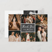 チョーク素朴ボ数々のード写真結婚コラージュ サンキューカード (正面/裏面)