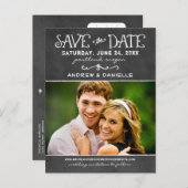 チョーク素朴ボ結婚ードの写真の保存日 案内ポストカード (正面/裏面)