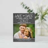 チョーク素朴ボ結婚ードの写真の保存日 案内ポストカード (スタンド正面)